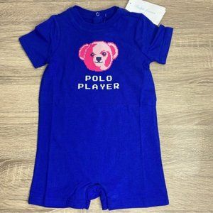 Ralph Lauren Polo Bear Royal Blue Onesie Bodysuit Size 9M NWT